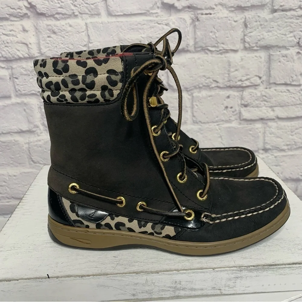 Sperry Top Sider Hikerfish Black Leopard Boots